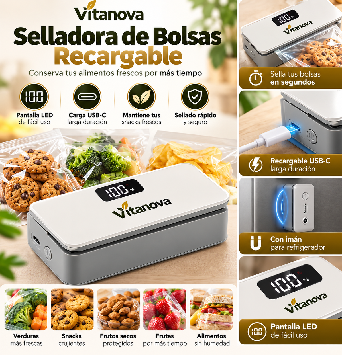 VitaSeal Pro™ | Selladora Digital Recargable 6 Niveles