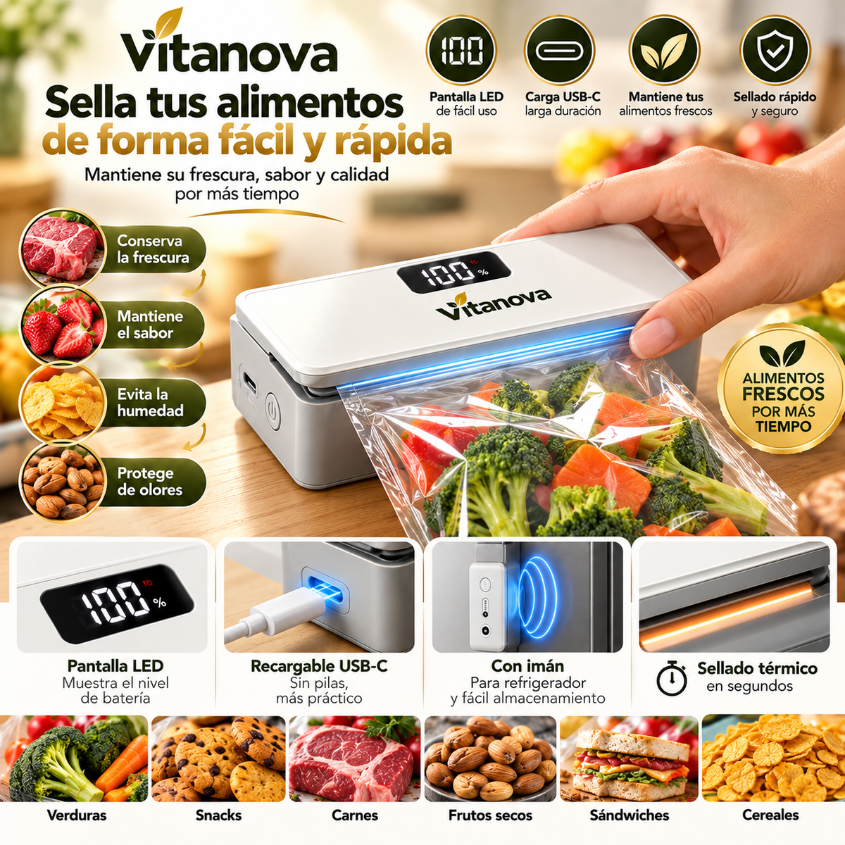 VitaSeal Pro™ | Selladora Digital Recargable 6 Niveles