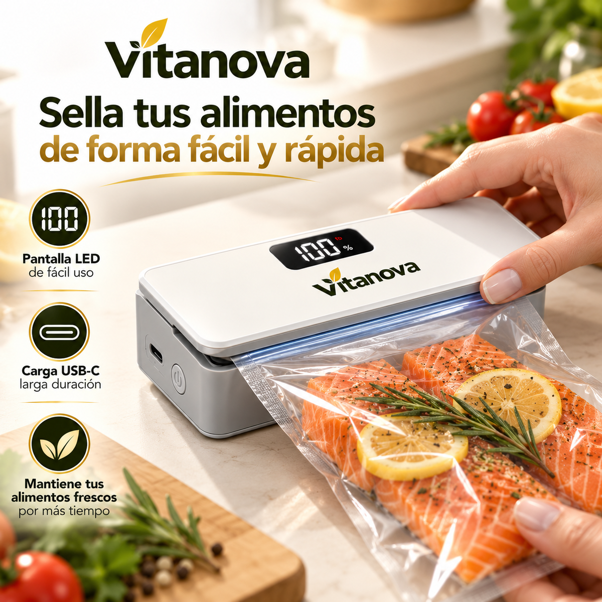 VitaSeal Pro™ | Selladora Digital Recargable 6 Niveles